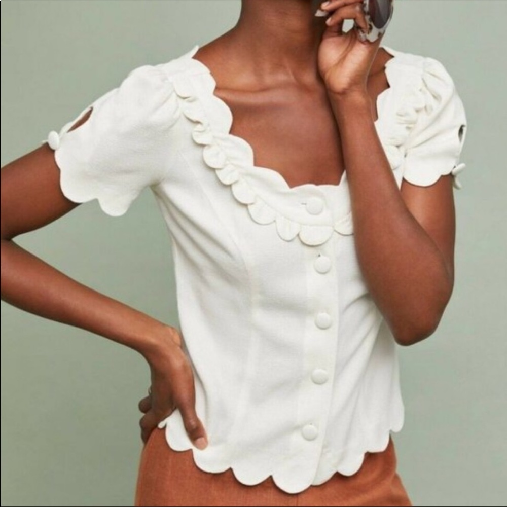 Maeve Anthropologie Scallop Top